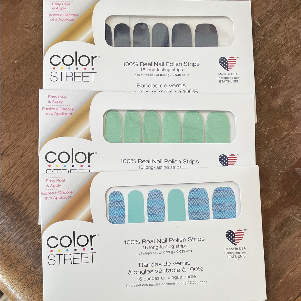 Color Street Nail Strips Trio - Navy, Green, Blue/Green